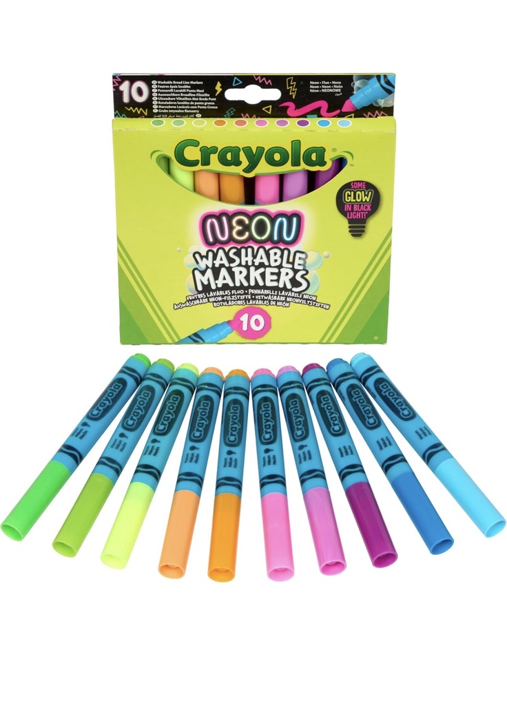 10 ROTULADORES LAVABLES CRAYOLA MAXIPUNTA NEON