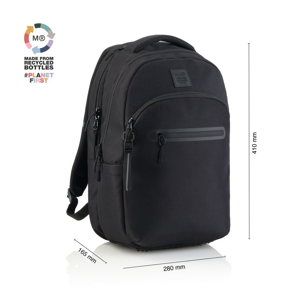 MOCHILA TRIPLE OSLO RECICLADA RAW NEGRA