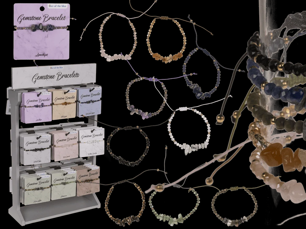 PULSERA DE VIDRIO CON PIEDRAS PRECIOSAS