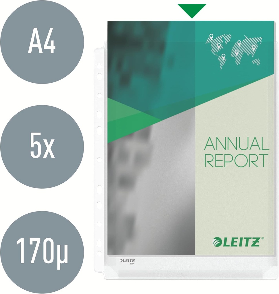 LEITZ FUNDA MULTITALADRO DIN A4 PACK 5 UD.