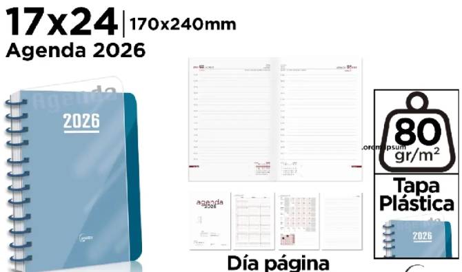 AGENDA 2026 OFICINA PP AZUL 17X24 D/P