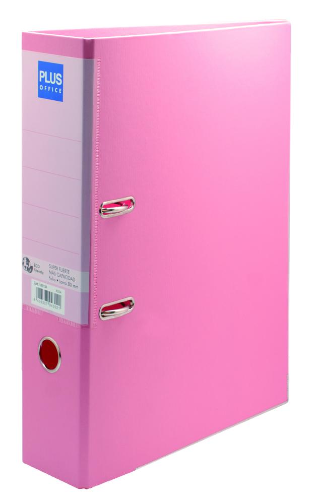 ARCHIVADOR PLUS OFFICE FOLIO LOMO 80 MM ROSA PASTEL