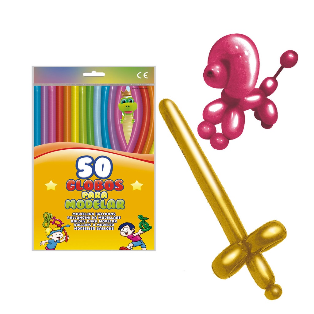 BOLSA 50 GLOBOS MODELAR METALIZADO MIX