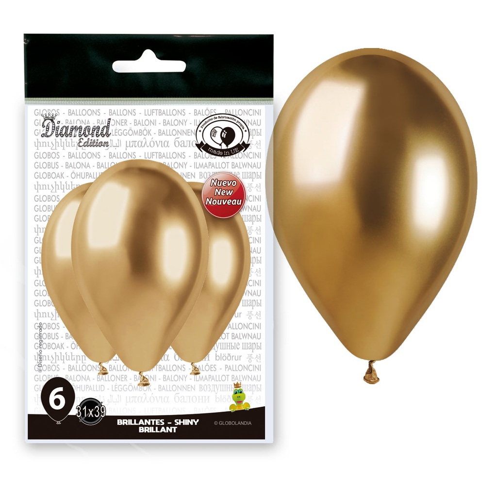 BOLSA 6 GLOBOS ORO ESPEJO