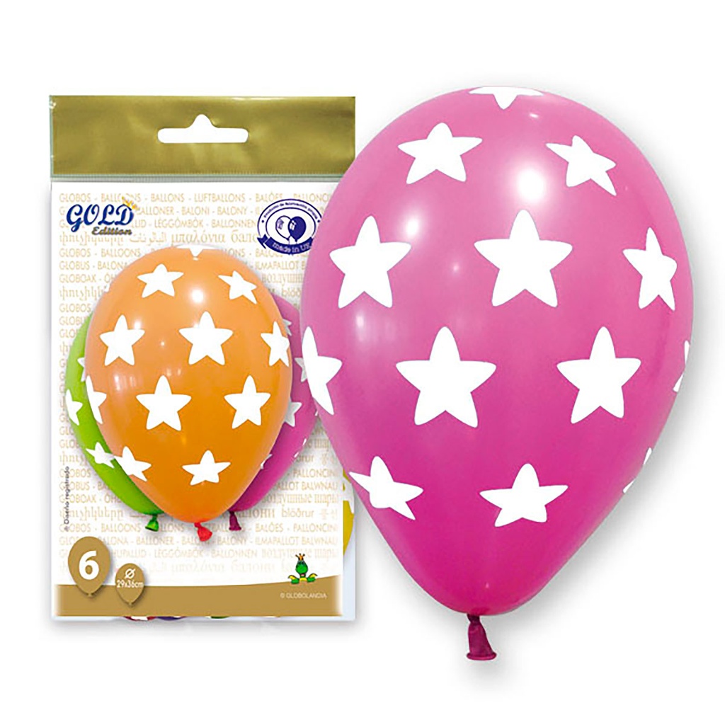 BOLSA 6 GLOBOS 12GPI TLP ESTRELLAS GRANDES