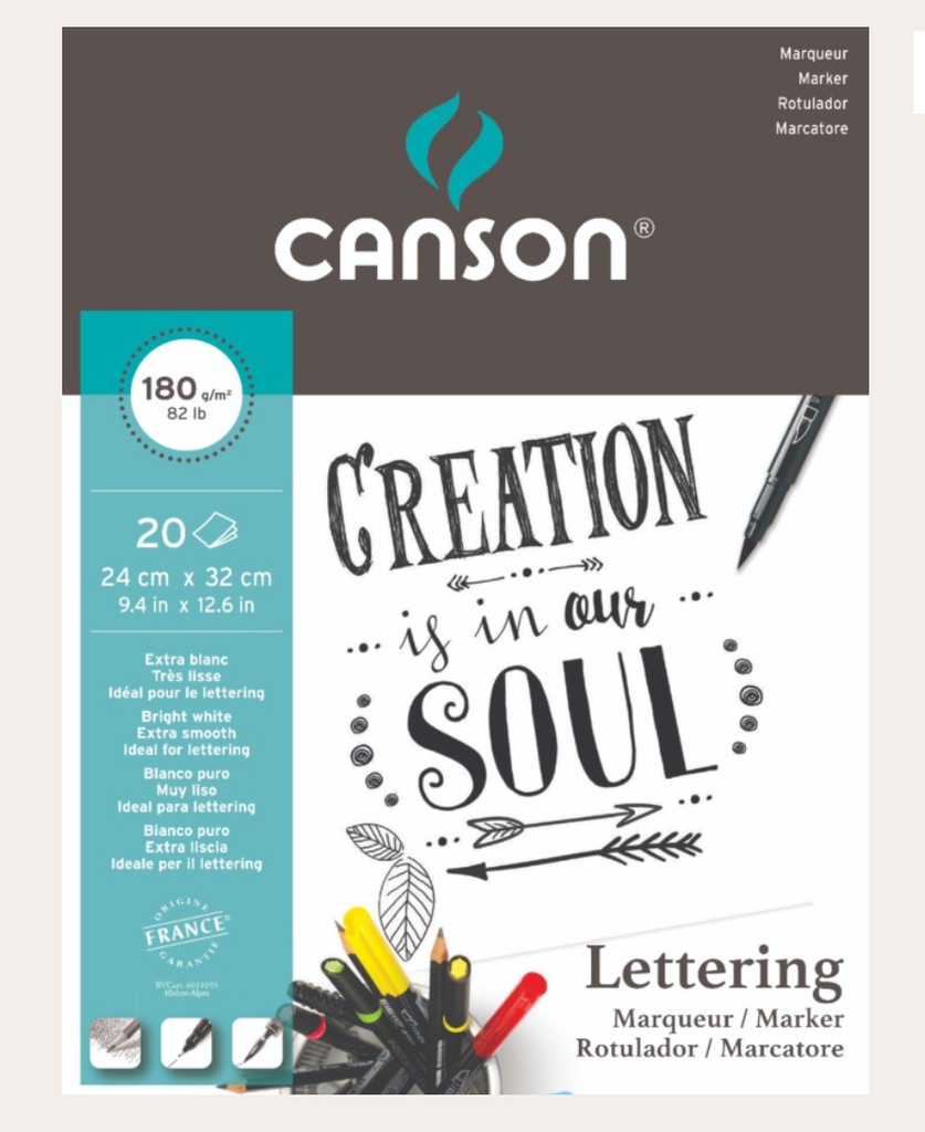BLOC ENCOLADO LETTERING 20H A4 180G CANSON