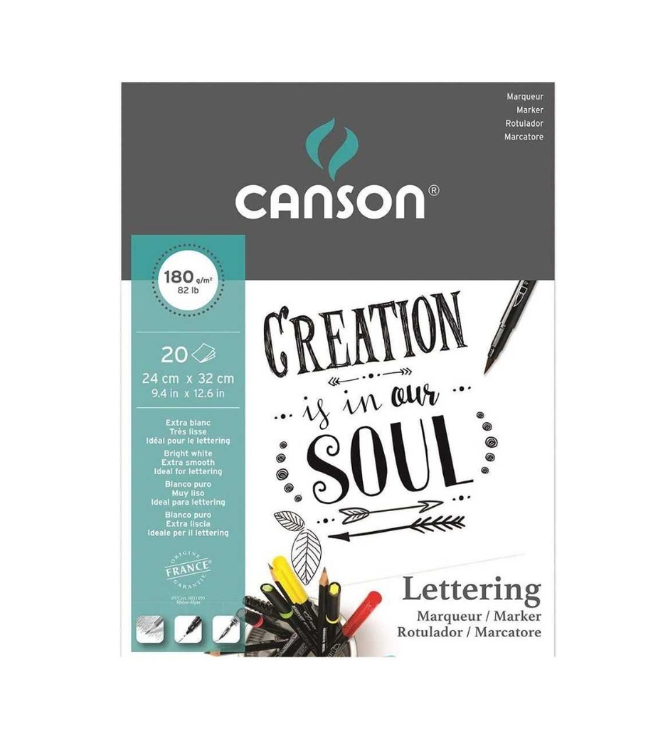 BLOC LETTERING 20H 180G 24x32CM CANSON