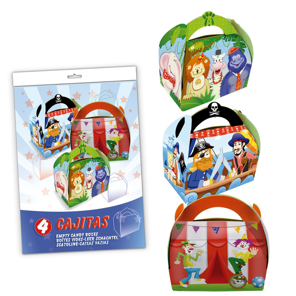 BLÍSTER 4 CAJITAS GOLOSINAS SELVA/PIRATA/CIRCO 5512