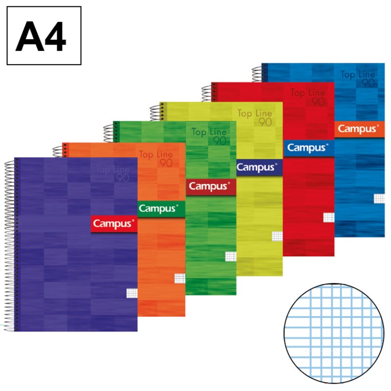 BLOC ESPIRAL CAMPUS A4 TAPA EXTRADURA 80 HOJAS 90G MILIMETRADO