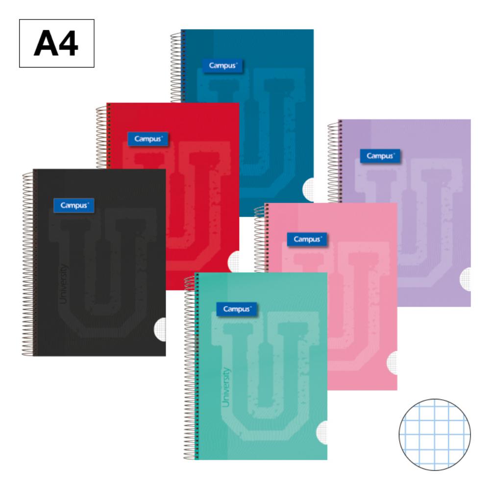BLOC ESPIRAL CAMPUS A4 TAPA EXTRADURA 80 HOJAS 90G CUADRICULA 4 MM