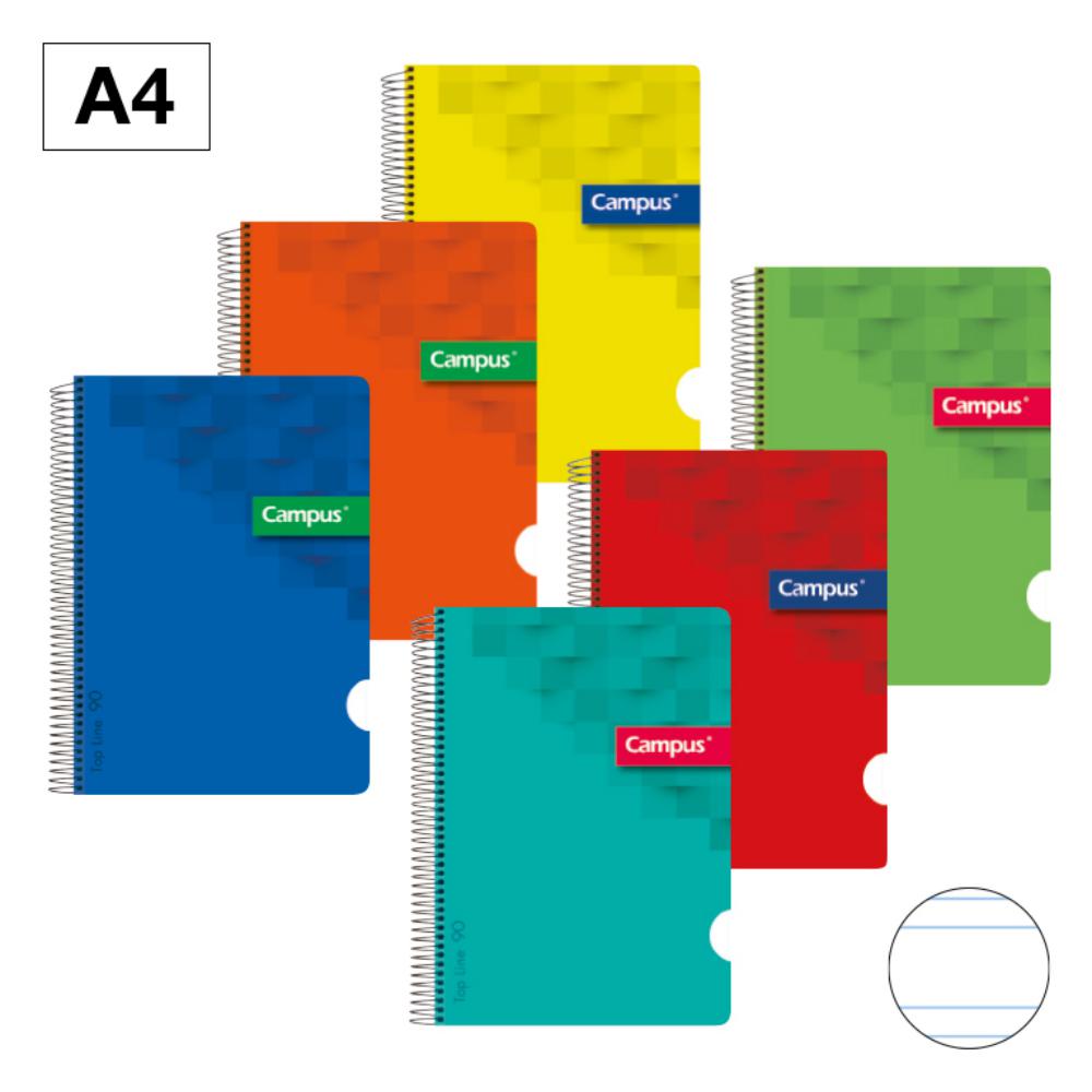 BLOC ESPIRAL CAMPUS A4 T.PLASTICO 80H 90G DOBLE RAYA 3,5MM