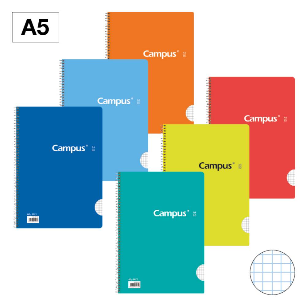 BLOC ESPIRAL CAMPUS A5 TAPA BASICA 80 HOJAS 60G CUADRICULA 4MM