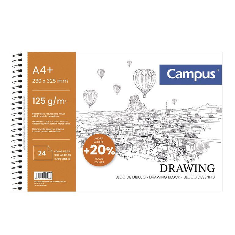 BLOC DIBUJO CAMPUS A4+ 24H 125G LISO