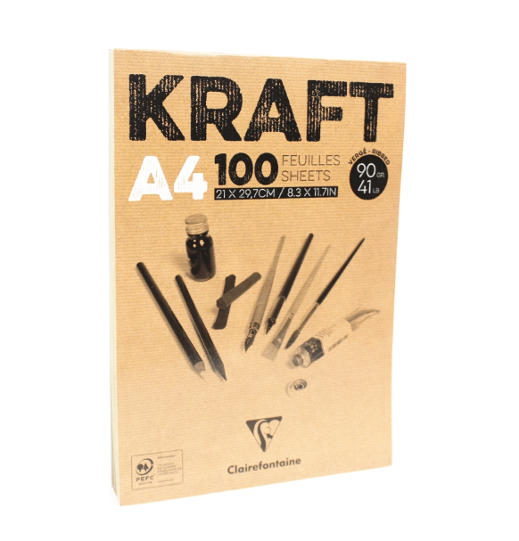 BLOC ENC.KRAF BRUN A4 100H 90G