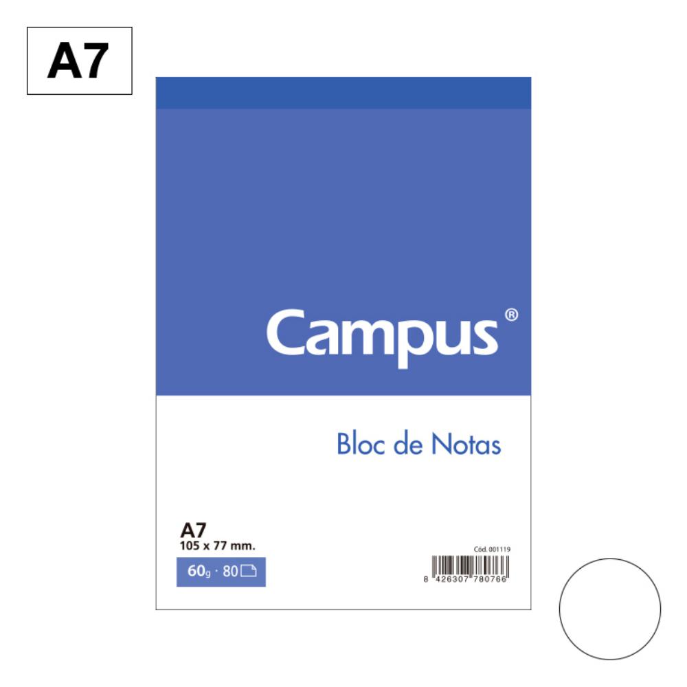 BLOC NOTAS MICROPERFORADO CAMPUS A7 60G 80H LISO