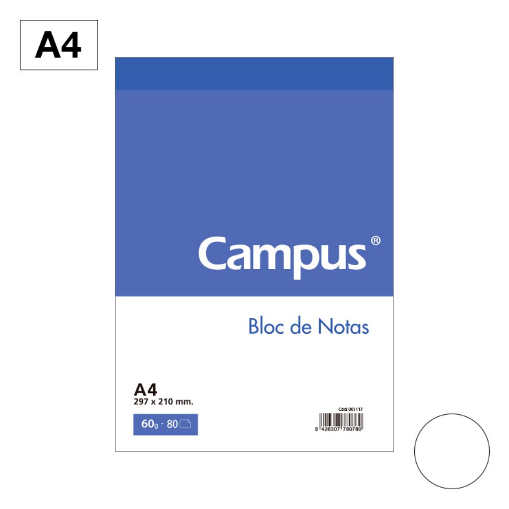 BLOC NOTAS MICROPERFORADO CAMPUS A4 60G 80H LISO