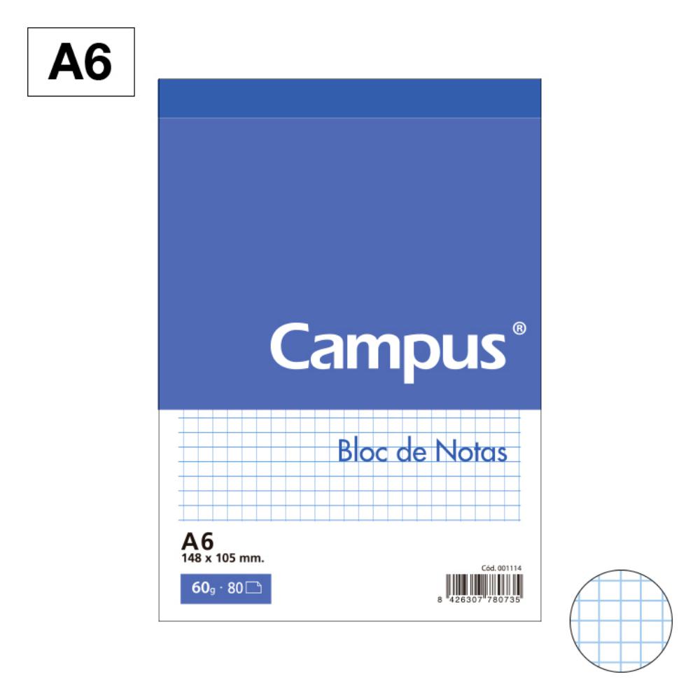 BLOC NOTAS MICROPERFORADO CAMPUS A6 60G 80H CUADRICULA 4MM