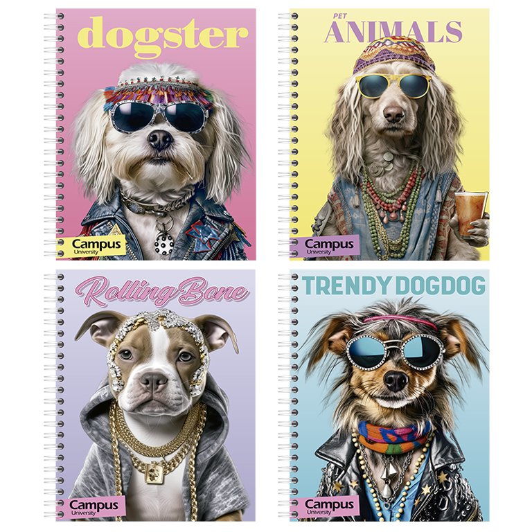 BLOC CAMPUS UNIVERSITY CUTE PET PERROS CUADRICULA 5MM 215X280 MM