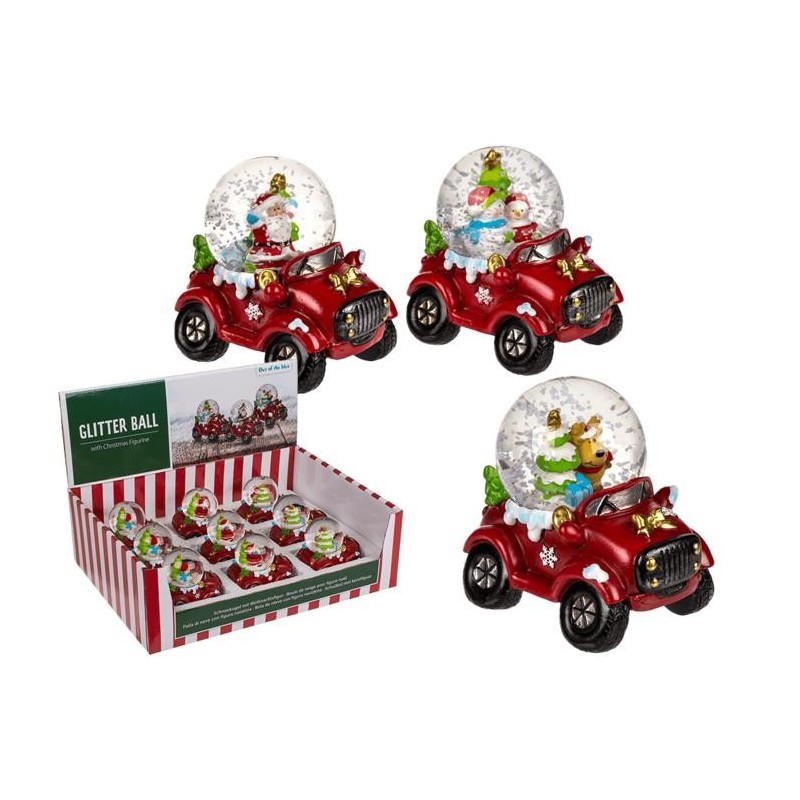 BOLA NIEVE C/FIGURA NAVIDEÑA COCHE