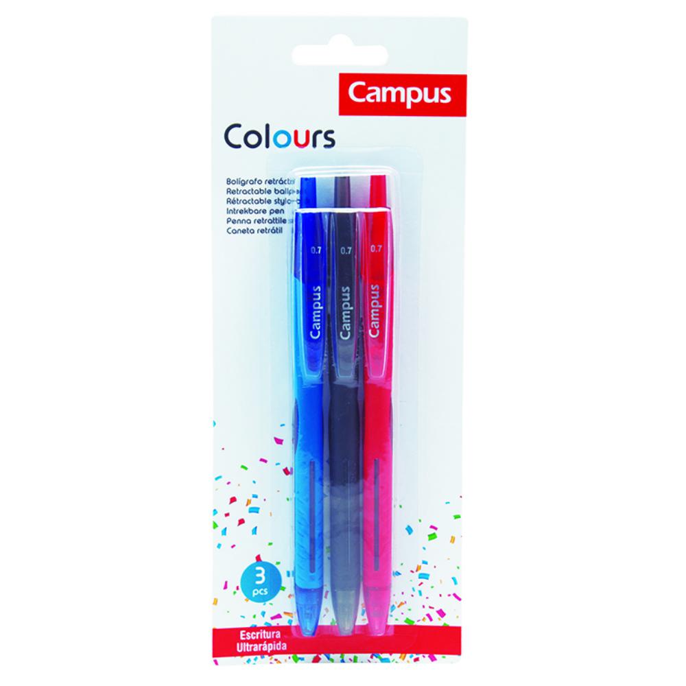 BOLIGRAFO COLOURS B/3 AZ+RJ+NG