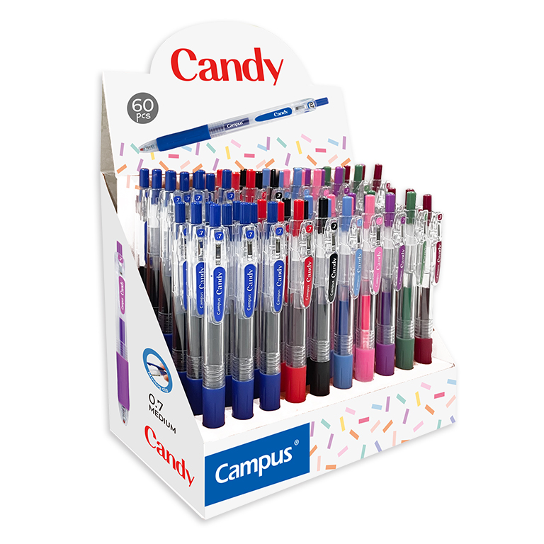 BOLÍGRAFO TINTA GEL CAMPUS CANDY EXPOSITOR 60 UD.