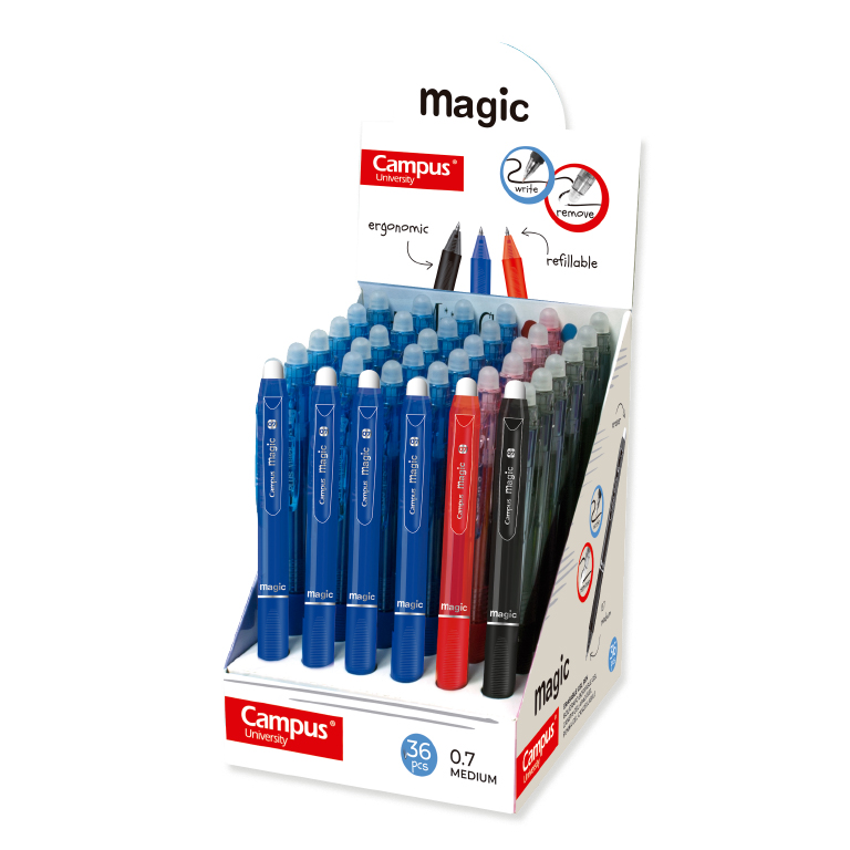 BOLÍGRAFO TINTA GEL CAMPUS MAGIC GEL COLORES SURTIDOS EXPOSITOR /36 UD.
