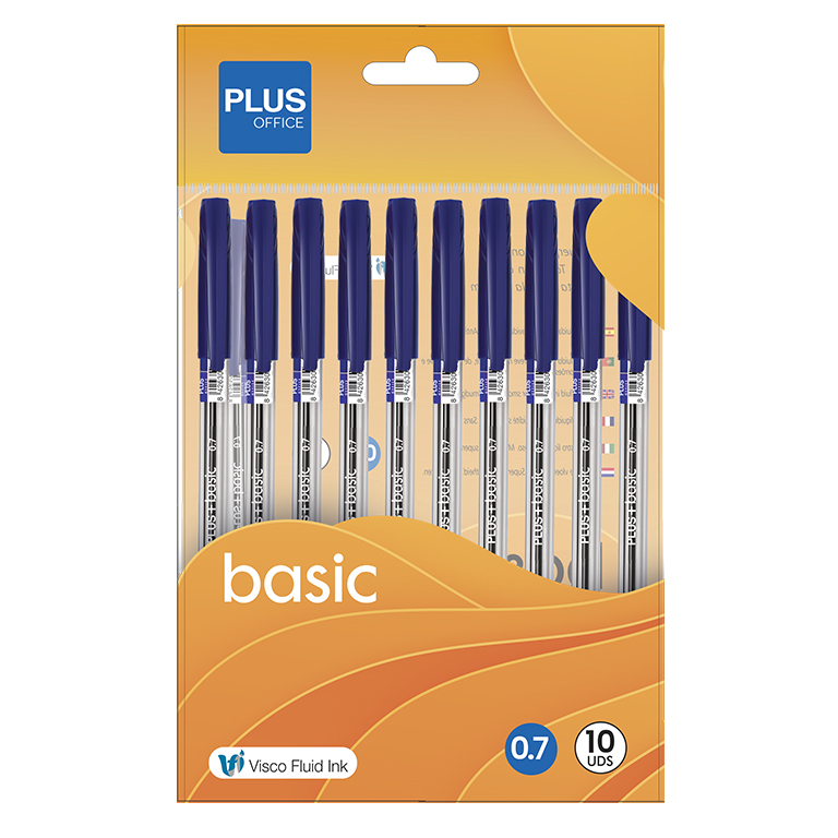 BOLÍGRAFO TINTA FLUIDA VISCOSA PLUS BASIC AZUL BLÍSTER /10 UD.