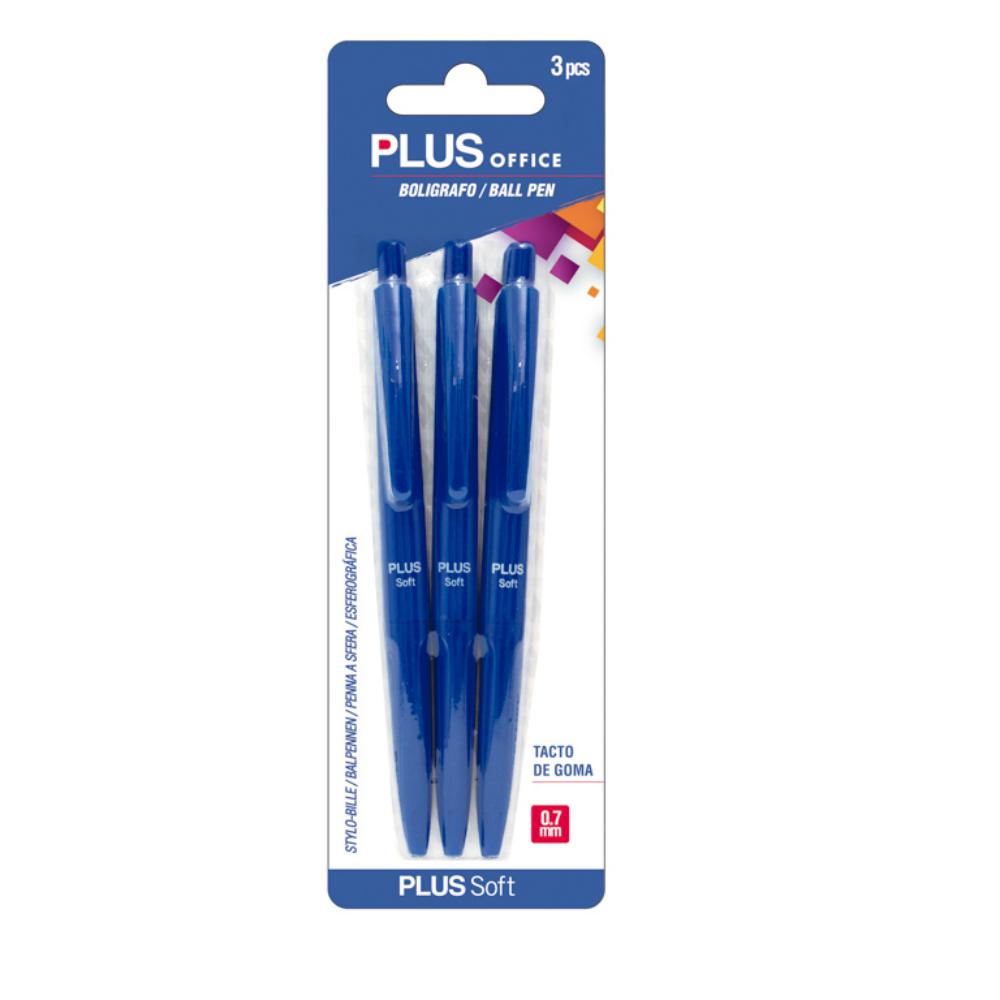 BOLIGRAFO PLUS SOFT AZUL BL/3