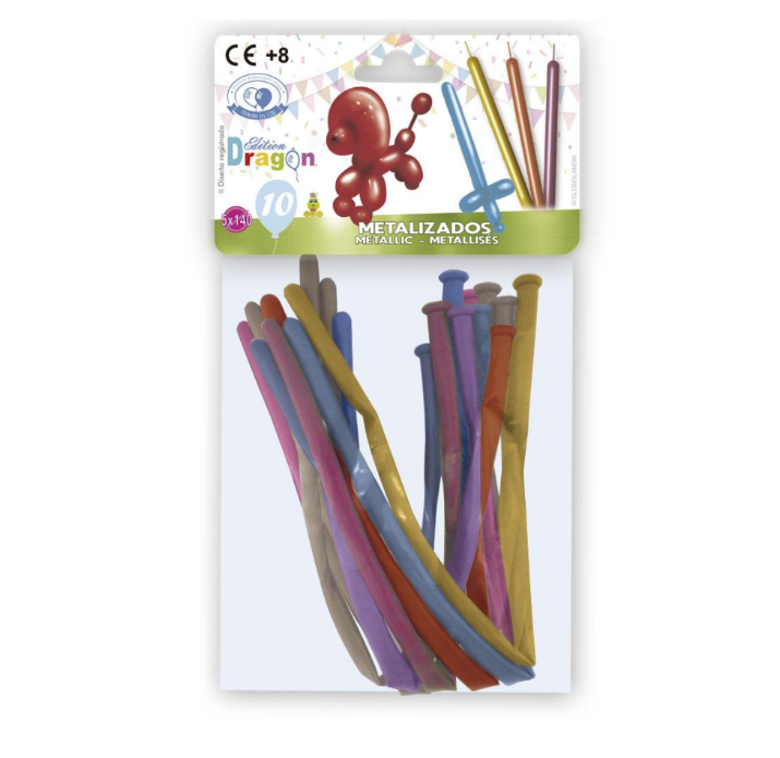 BOLSA 10 GLOBOS MODELAR METALIZADOS MIX 1289