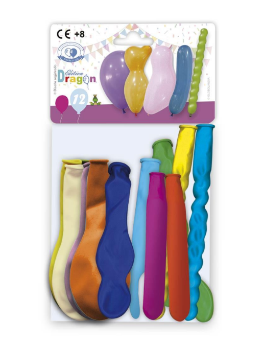 BOLSA 12 GLOBOS MIX FORMAS 1245
