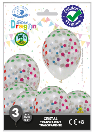 BOLSA 3 GLOBOS TRANSPARENTES LUNARES 1258