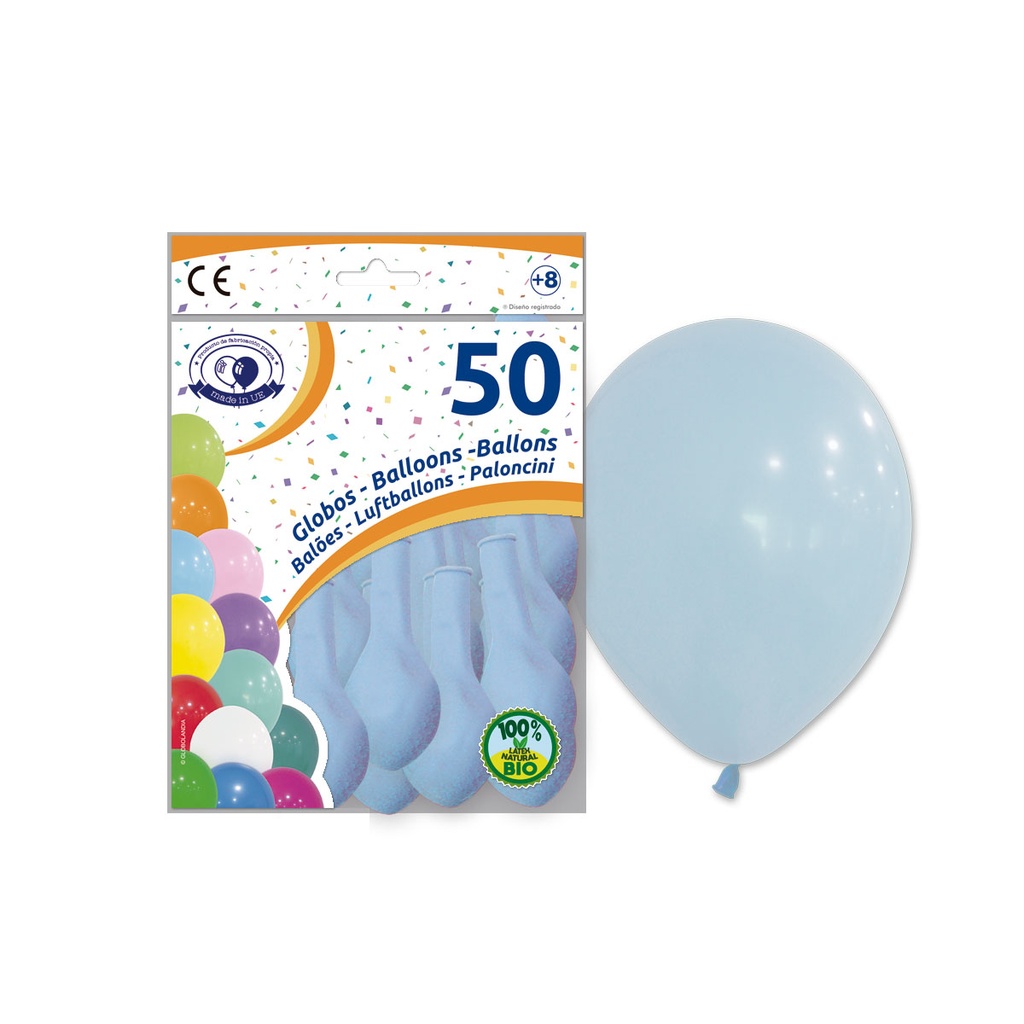 BOLSA 50 GLOBOS AZUL BEBE 9RP5-72