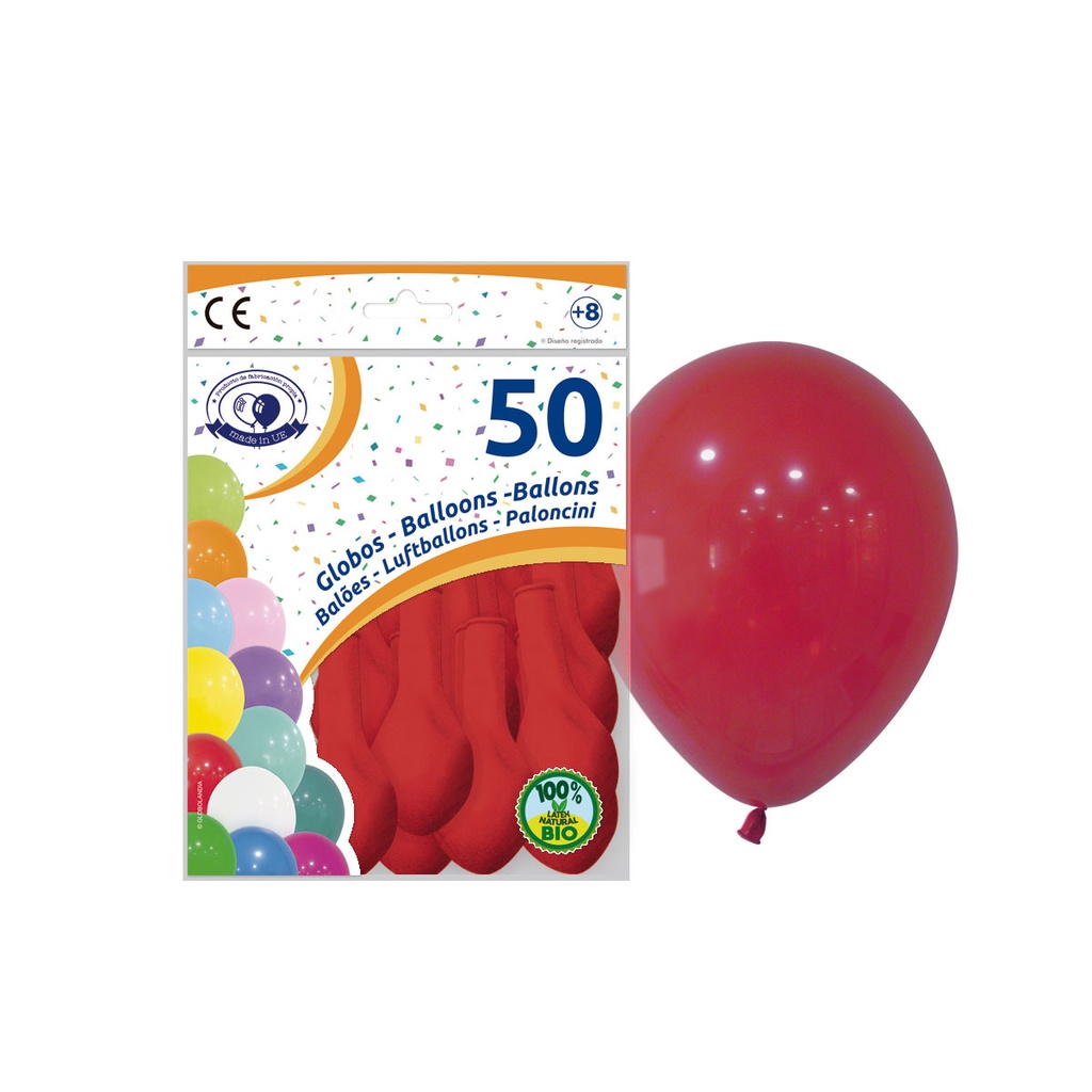 BOLSA 50 GLOBOS ROJO 9RP5-05