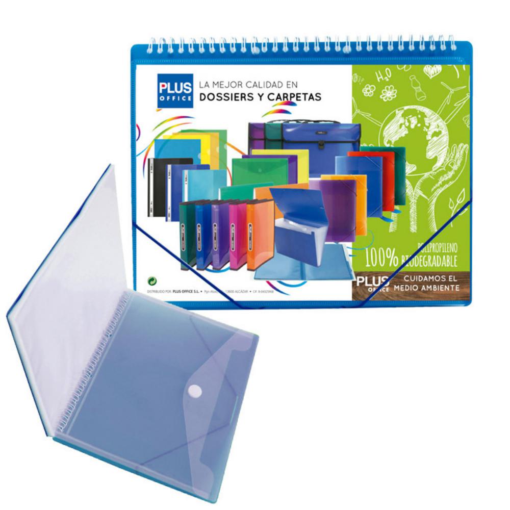 CARPETA 20 FUNDAS ESPIRAL GOMAS AZUL