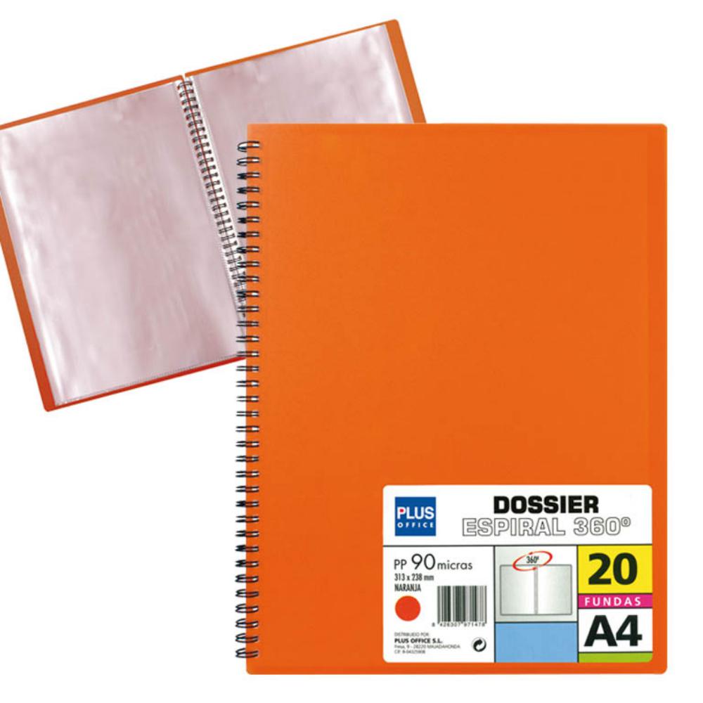 CARPETA 20 FUNDAS ESPIRAL NARANJA