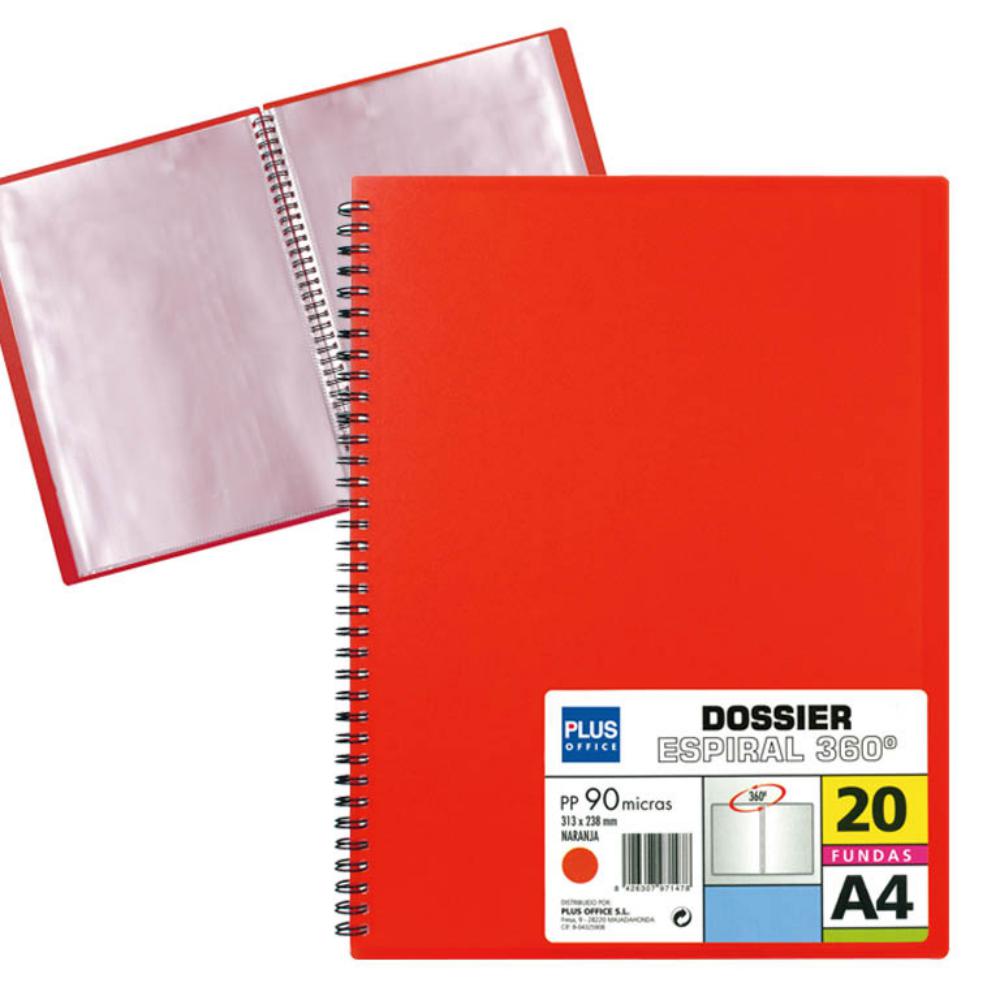 CARPETA 20 FUNDAS ESPIRAL ROJO