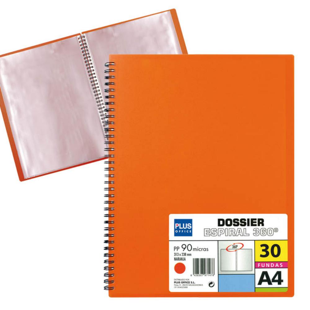 CARPETA 30 FUNDAS ESPIRAL NARANJA