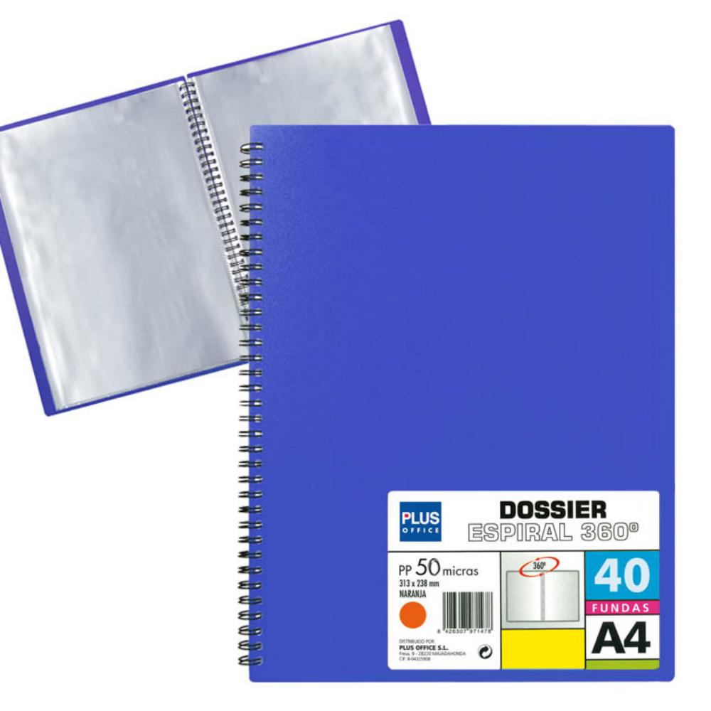 CARPETA 40 FUNDAS ESPIRAL AZUL
