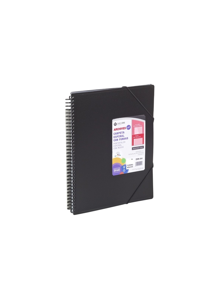 CARPETA A4 ARCHIVEX ESPIRAL 20F NEGRO