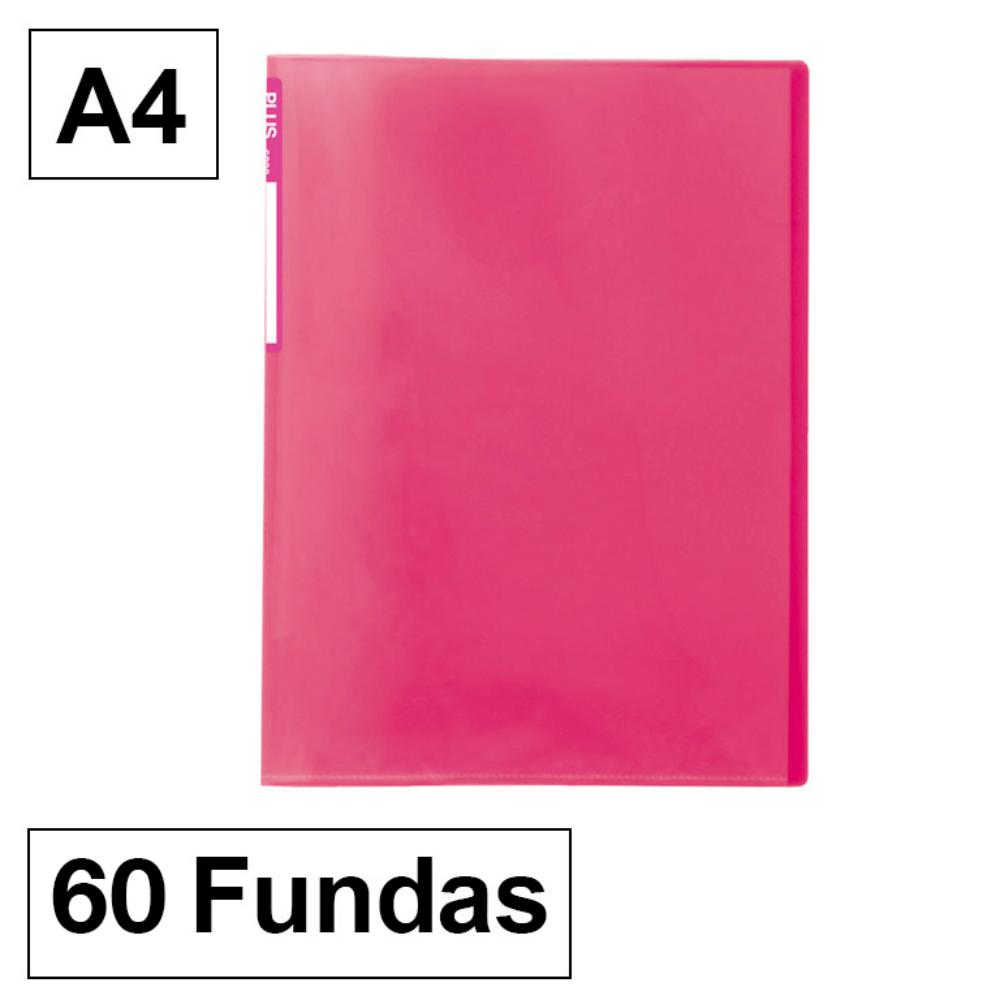 CARPETA FUNDAS A4 60F TRANS.ROSA