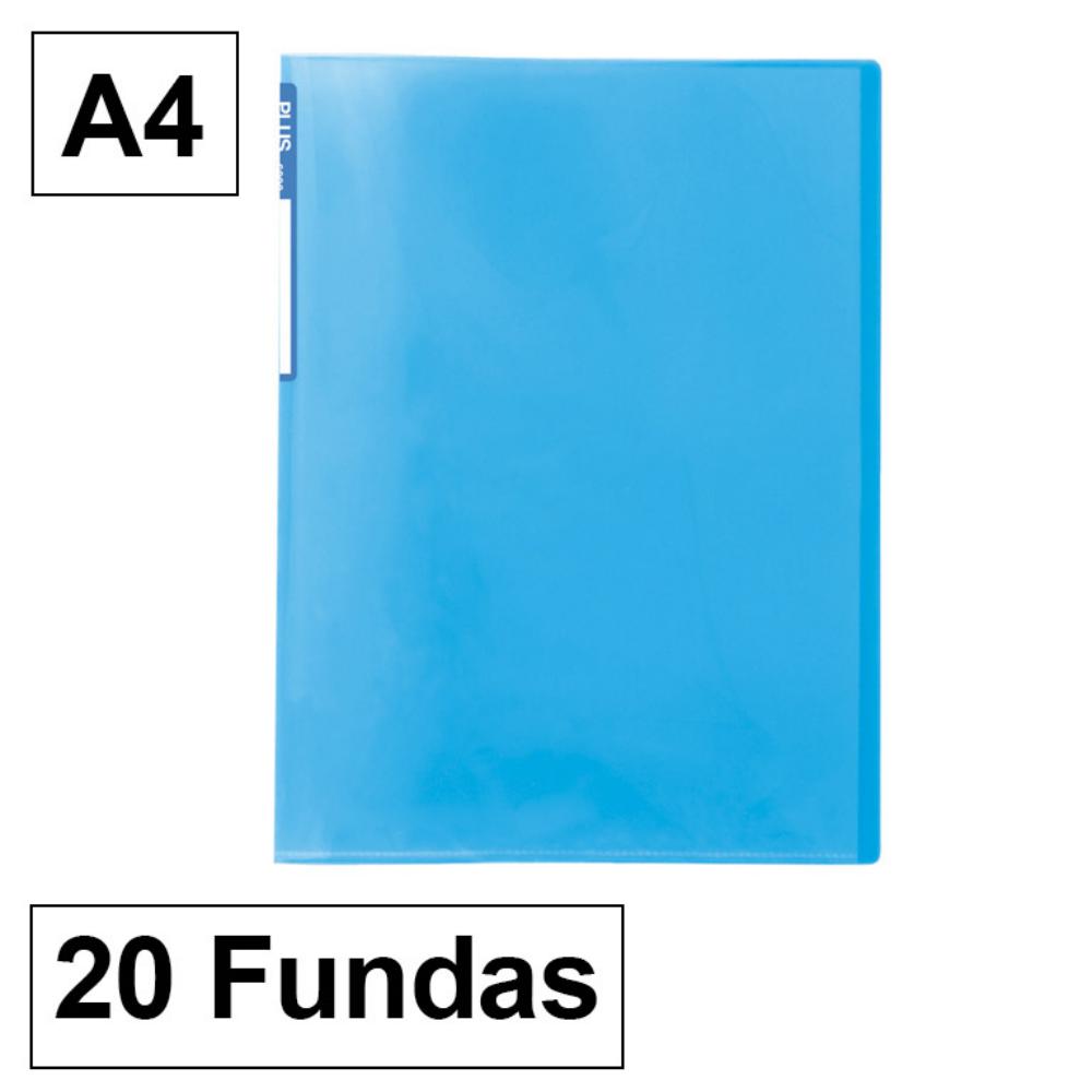 CARPETA TRASLUCIDA 20 FUNDAS AZUL