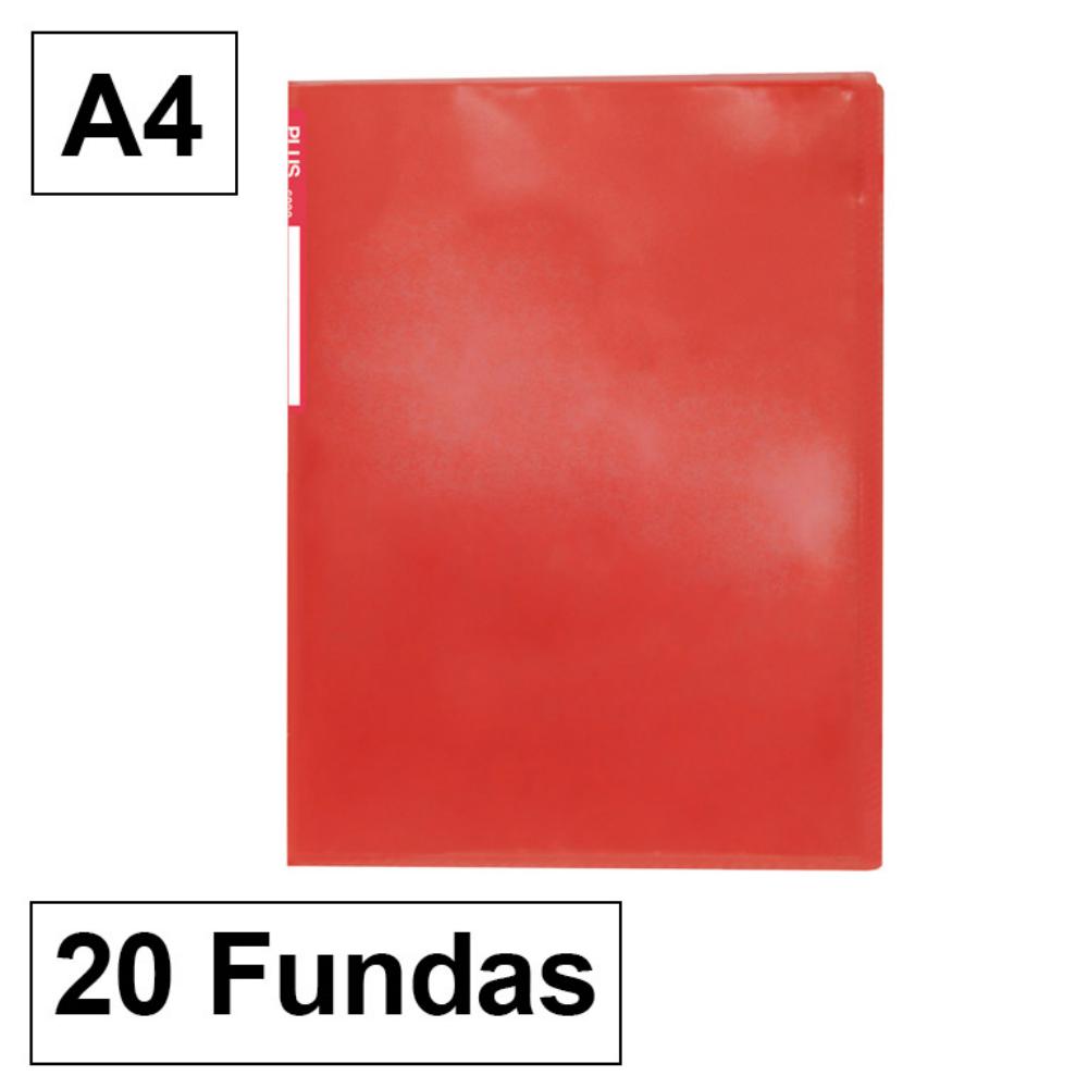 CARPETA TRASLUCIDA 20 FUNDAS ROJO