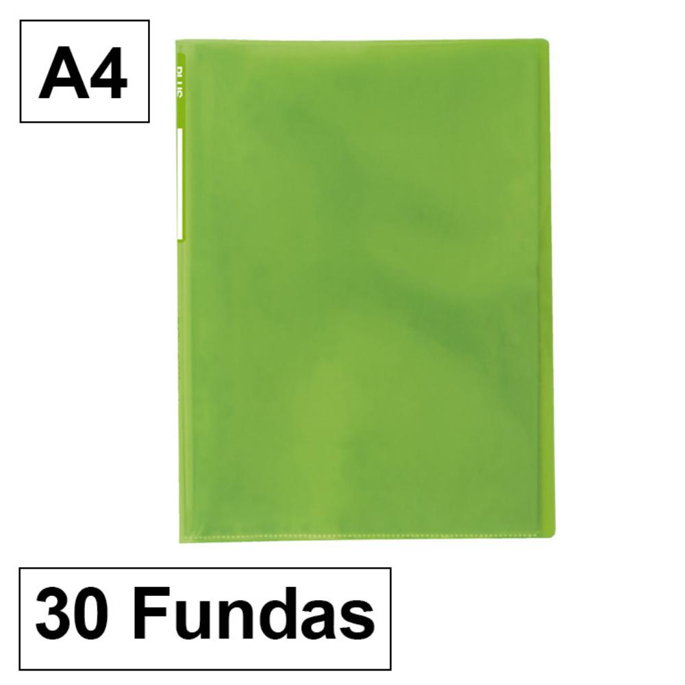 CARPETA TRASLUCIDA 30 FUNDAS VERDE