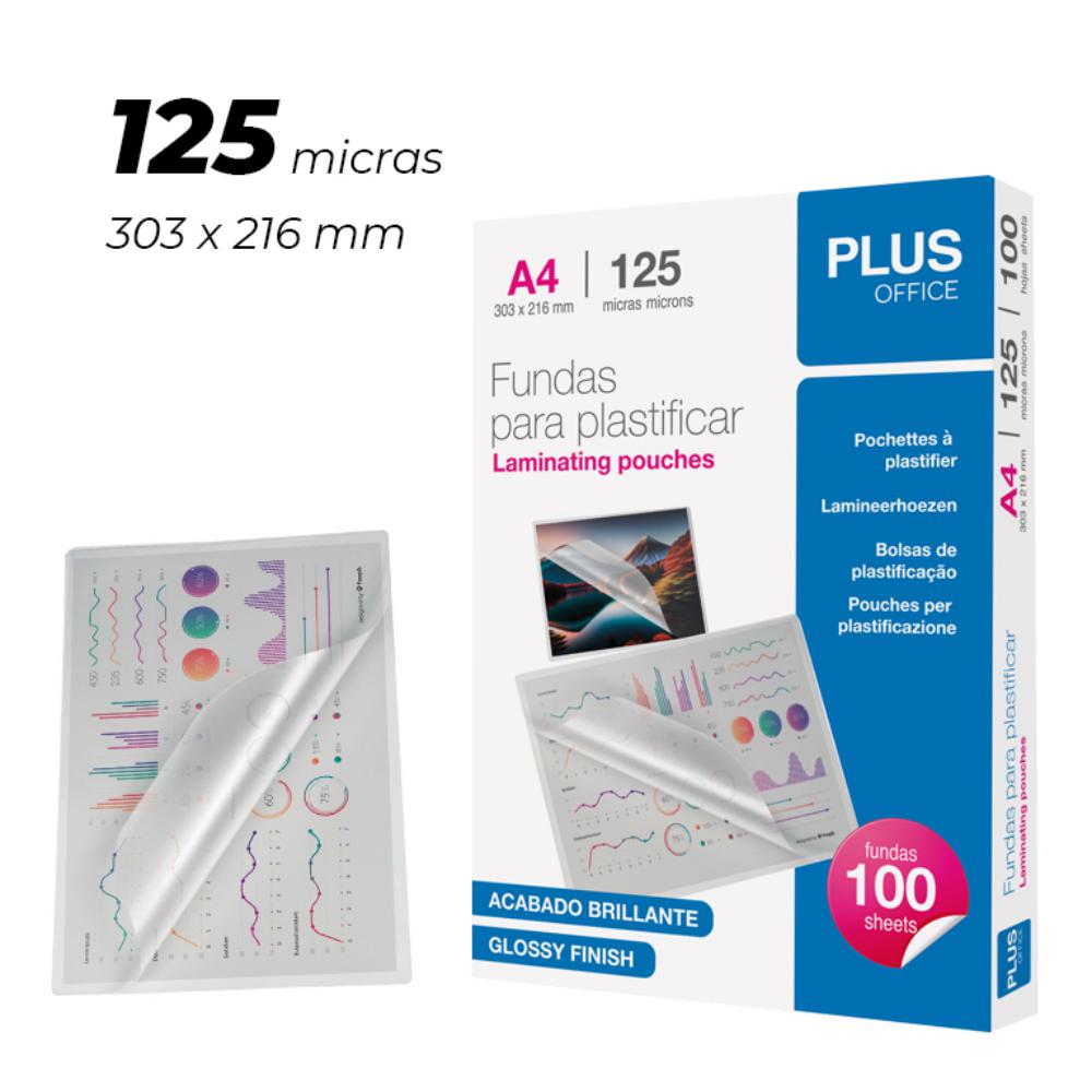 FUNDA PLASTIFICAR PLUS OFFICE A4 303x216MM 125 MICRAS