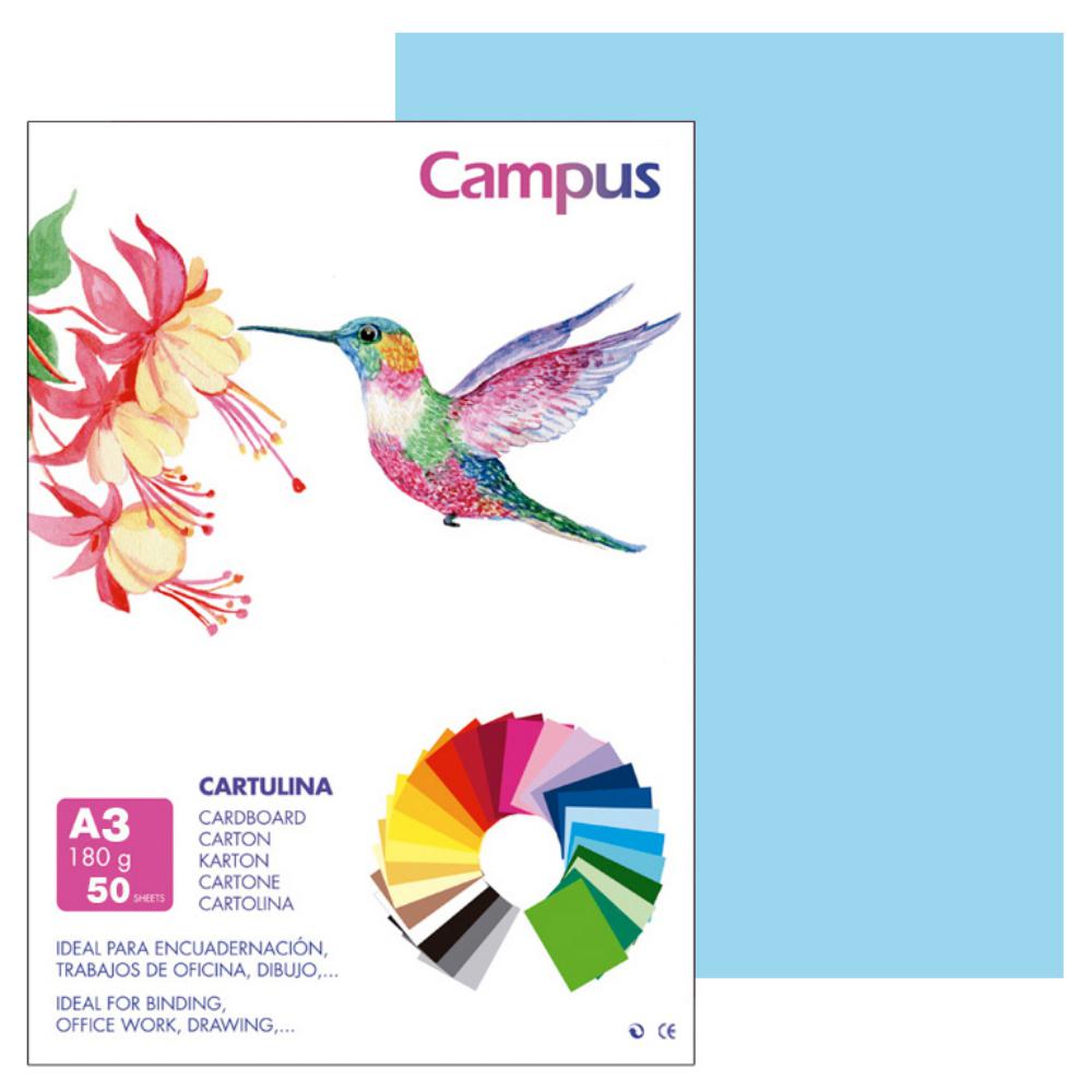 CARTULINA A3 MAKRO AZUL CELESTE 50UD