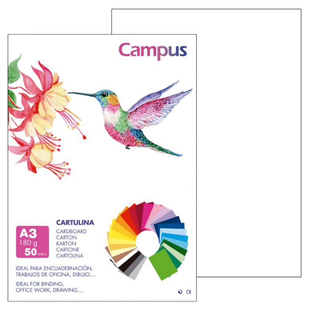 CARTULINA CAMPUS A3 180G BLANCO 50UD