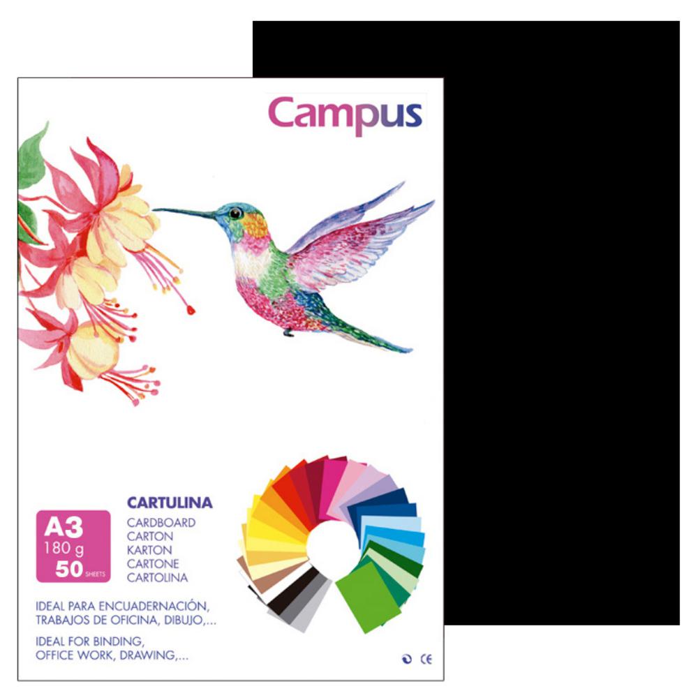 CARTULINA A3 MAKRO NEGRO 50UD