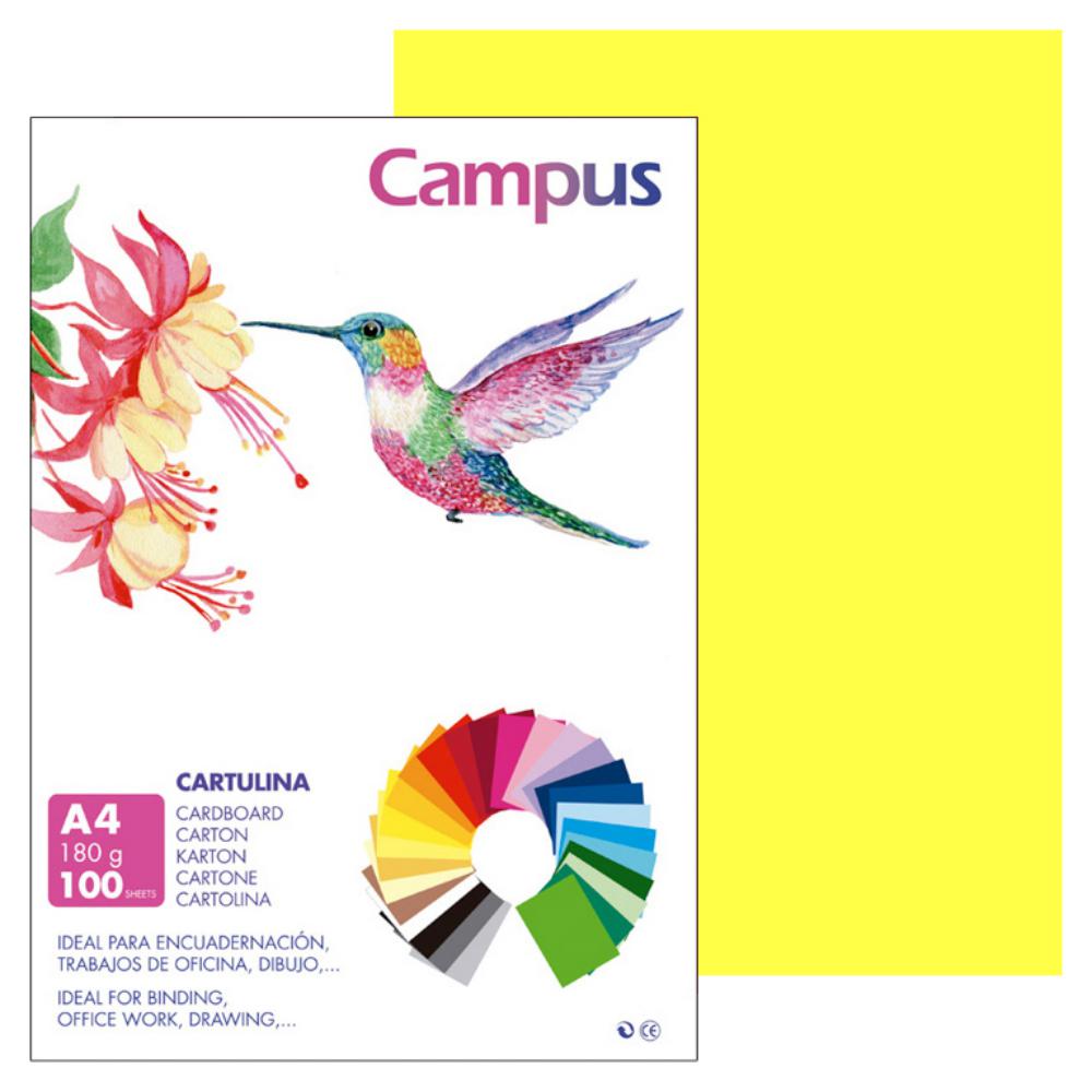CARTULINA A4 MAKRO AMARILLO LIMON 180G 100UD
