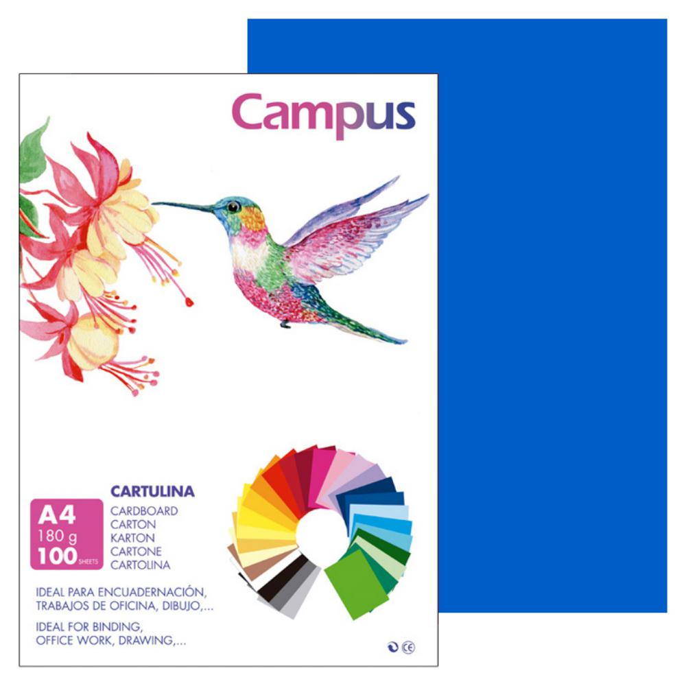 CARTULINA CAMPUS A4 180G AZUL MARINO 100UD