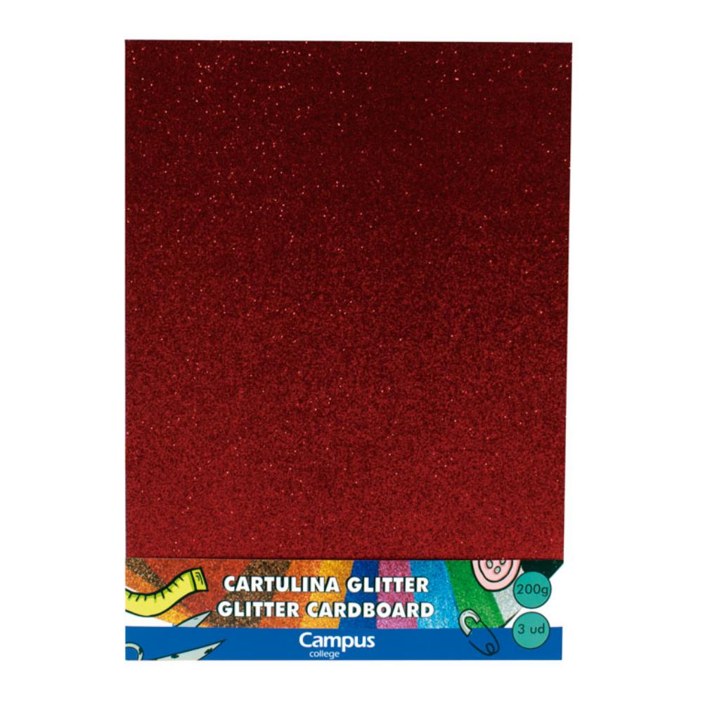 CARTULINA A4 MAKRO GLITTER ROJ